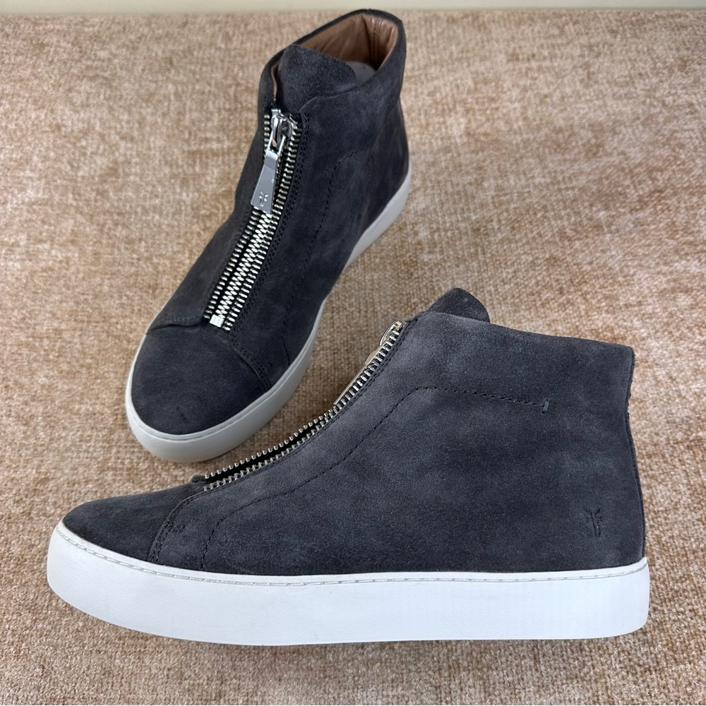 FRYE Lena Zip Grey Suede Leather High-Top Sneakers Women’s Size 9